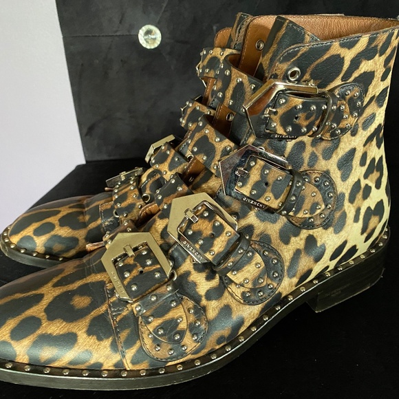GIVENCHY STUDDED LEOPARD PRINT ANKLE BOOTS - Picture 9 of 9